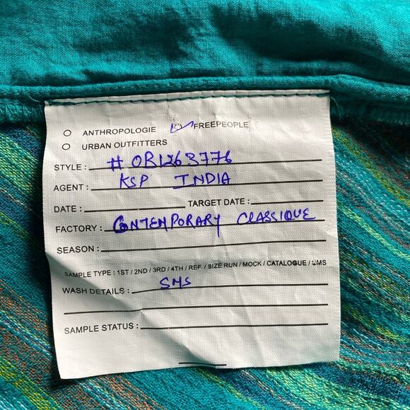 Free People Harem Pants XS Teal Woven Stripe Drop Crotch Boho Festival - Picture 10 of 10